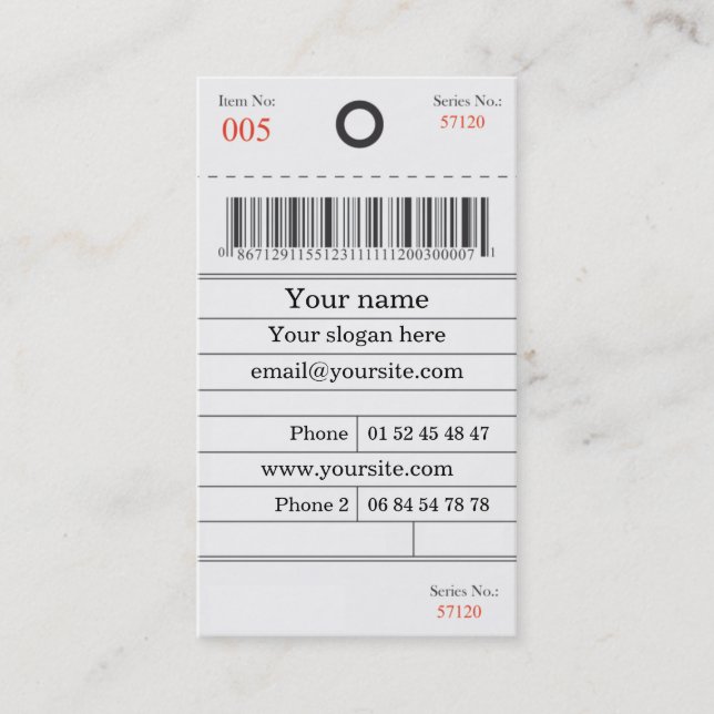 Carte de visite etiquette (Devant)