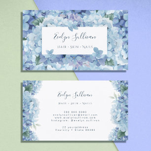 Carte de visite étiquette bleu hydrangea