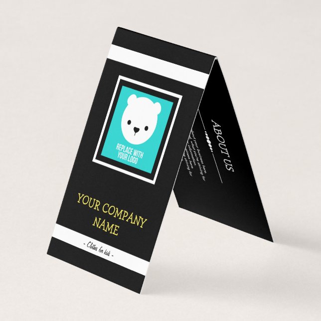 Carte De Visite Étiquette noire et jaune de votre logo d'enfants (Devant)