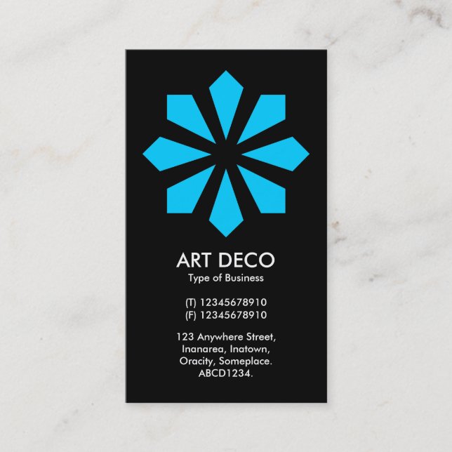 Carte De Visite Etoile à fleurs Art déco bleu - Noir (Devant)