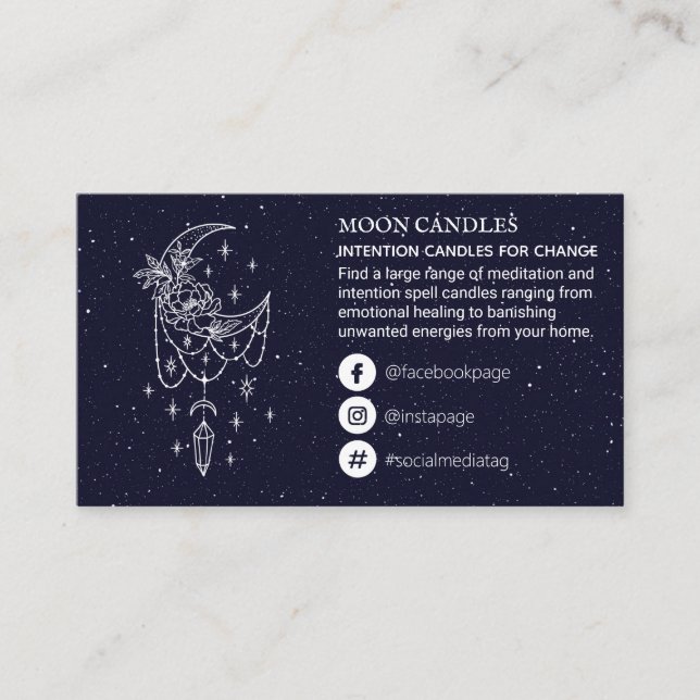 Carte De Visite Étoile de cristal de la lune Floral de Sky Starry (Devant)