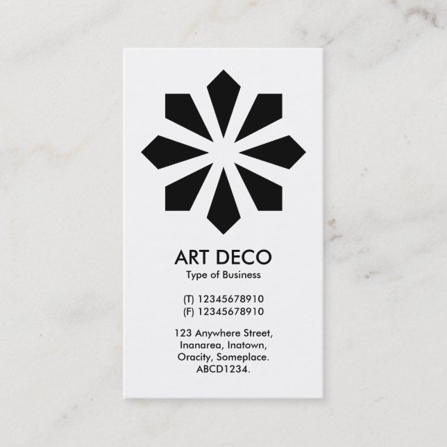 Carte De Visite Étoile de fleur d'art déco - avant blanc, dos noir (Devant)