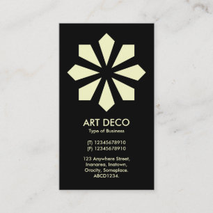 Carte De Visite Etoile Fleur Art Déco Crème - Noir