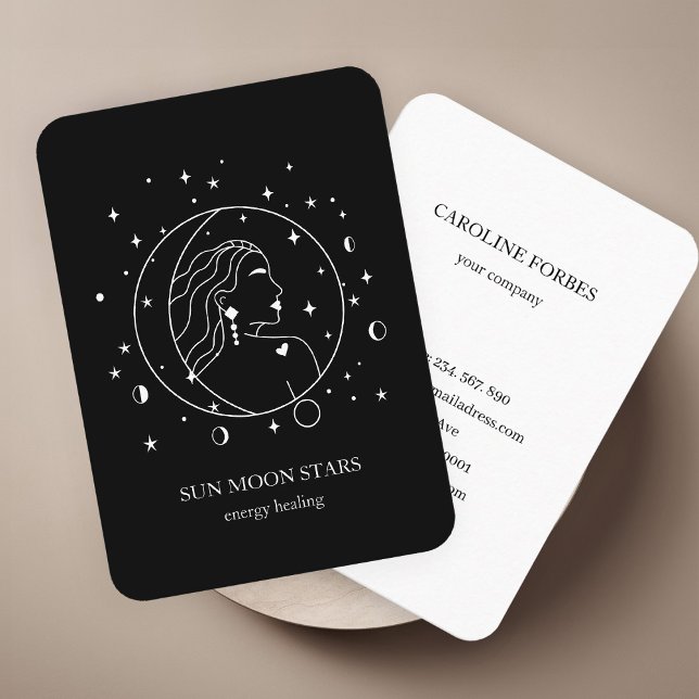 Carte de visite étoile lunaire minimaliste (Minimalistic sun moon star Business card)