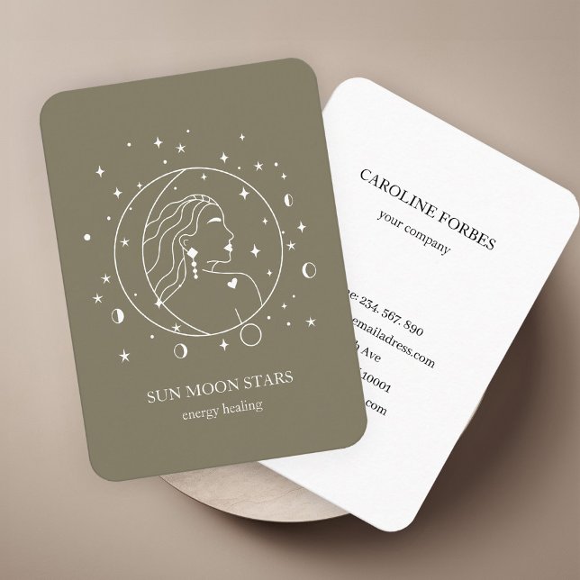 Carte de visite étoile lunaire minimaliste (Minimalistic sun moon star Business card)