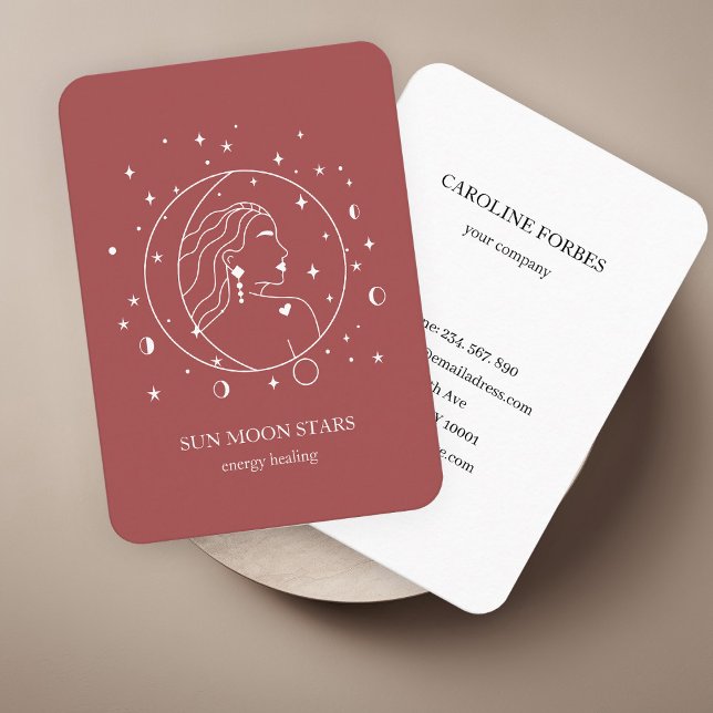 Carte de visite étoile lunaire minimaliste (Minimalistic sun moon star Business card)