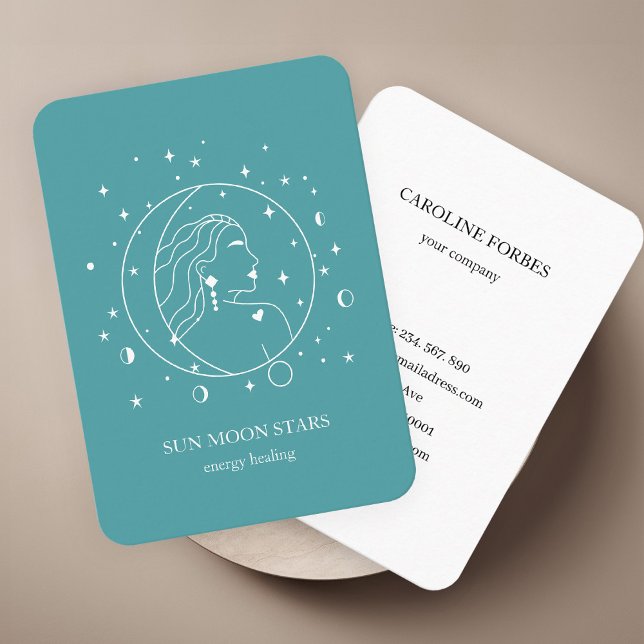 Carte de visite étoile lunaire minimaliste (Minimalistic sun moon star Business card)