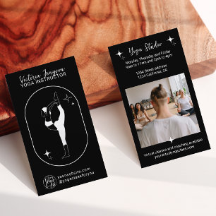 Carte De Visite Étoile noire blanche professeur de studio de Yoga