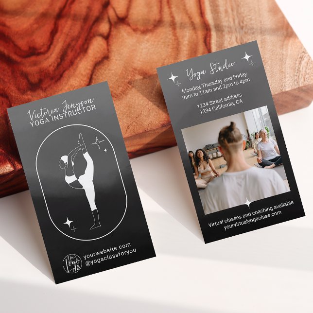 Carte De Visite Etoile noire dégradé Yoga professeur studio profes (Créateur téléchargé)