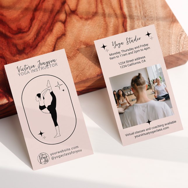 Carte De Visite Étoile rose vif Yoga professeur studio professeur (Créateur téléchargé)