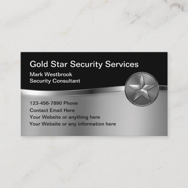 Carte de visite étoilée de services de sécurité Cl (Devant)