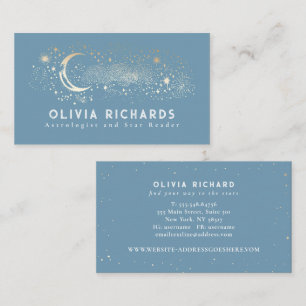 Carte De Visite Etoiles de nuit céleste Lune Dusty Bleu Mystique
