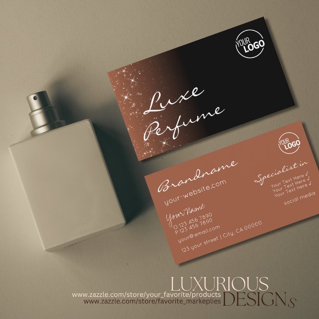 Carte De Visite Étoiles de Parties scintillant Brown en beige noir (Créateur téléchargé)