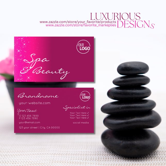 Carte De Visite Étoiles de Parties scintillant chic Girly rose éti (Créateur téléchargé)