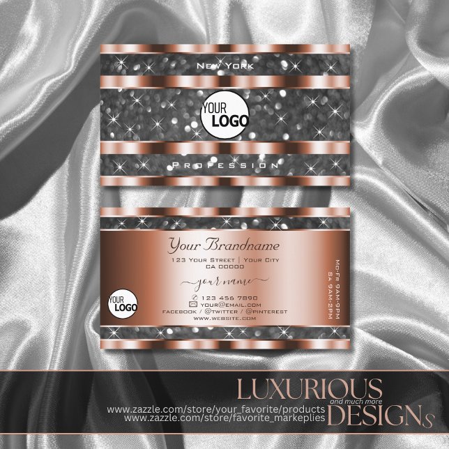 Carte De Visite Étoiles de Parties scintillant en argent Rose bril (Créateur téléchargé)