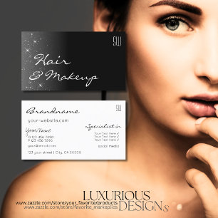 Carte De Visite Étoiles de Parties scintillant noir et blanc avec 