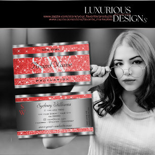 Carte De Visite Étoiles de Parties scintillant rouge en rubis bril