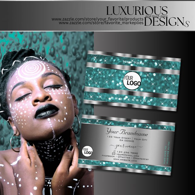 Carte De Visite Étoiles de Parties scintillant Turquoise glamour a (Créateur téléchargé)
