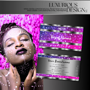 Carte De Visite Étoiles de Parties scintillant violet rose flashy