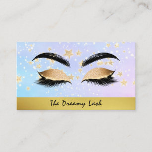 Carte De Visite *~* Étoiles d'or PINK Lashes Brows Extensions Girl