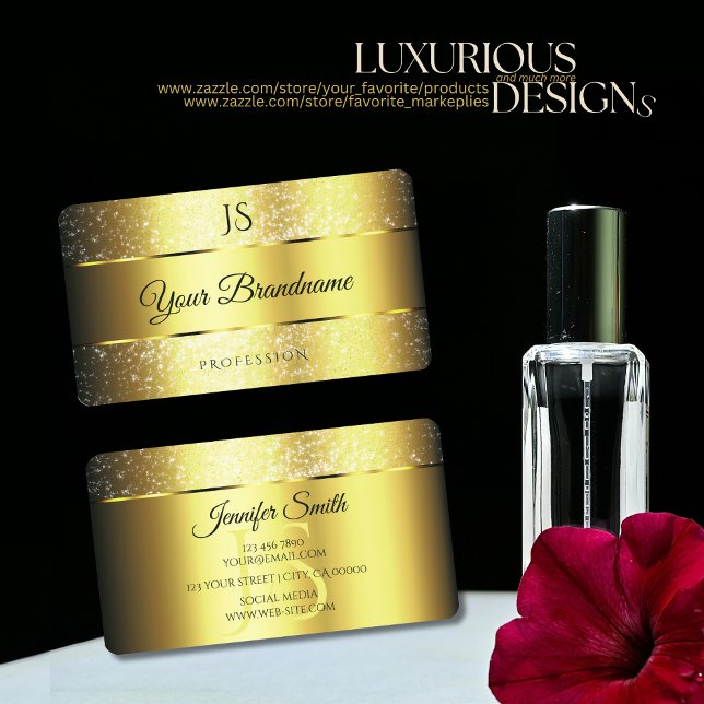 Carte De Visite Étoiles et initiales de la Parties scintillant d'é (Créateur téléchargé)