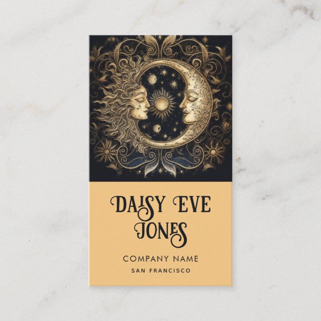 Carte De Visite Étoiles rétro Sun Moon (Devant)