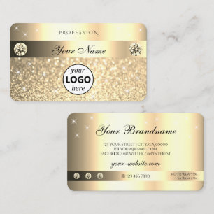 Carte De Visite Étoiles scintillantes dorées glamour avec logo