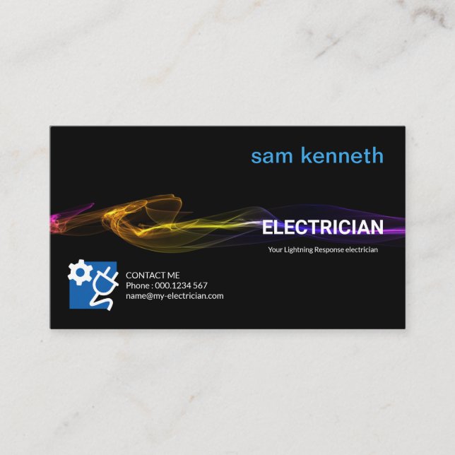 Carte De Visite Étonnante colorée éclairs Strike Electricien (Devant)