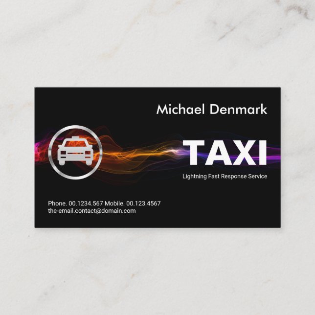 Carte De Visite Étonnante Frappe rapide de foudre Taxi chauffeur d (Devant)