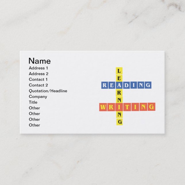 Carte De Visite Étude de l'écriture de lecture (Devant)