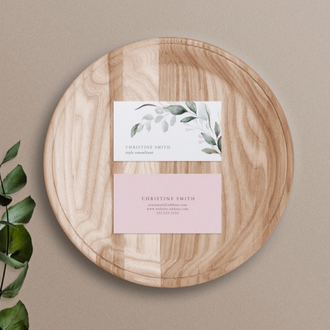 Carte De Visite Eucalyptus à l'aquarelle élégant, verdure simple (Créateur téléchargé)