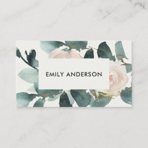 CARTE DE VISITE EUCALYPTUS BLUSH ROSE PINK FOLIER COULEUR D'EAU