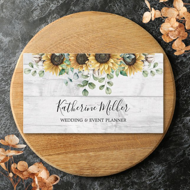 Carte De Visite Eucalyptus en bois de tournesol rustique (In situ)