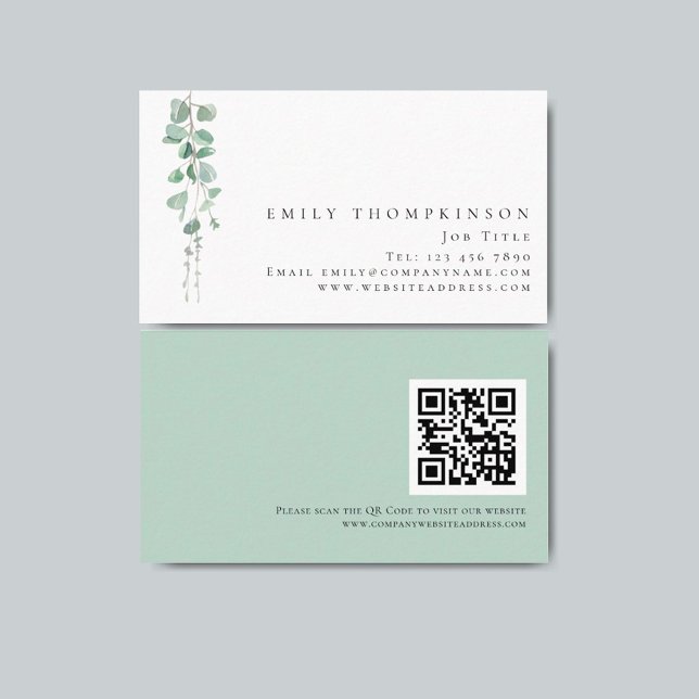 Carte De Visite Eucalyptus moderne QR Code Toute profession (Créateur téléchargé)