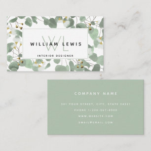 Carte De Visite Eucalyptus Vert Argent Dollar Gum Blossoms