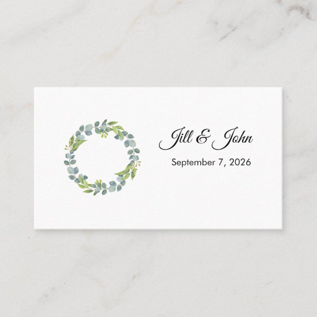 Carte De Visite Eucalyptus Wreath Landscape Wedding Guest Book (Devant)