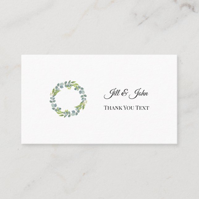 Carte De Visite Eucalyptus Wreath Wedding Thank You Card (Devant)