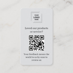 Carte De Visite Évaluation Client Code QR Style Commercial Gris