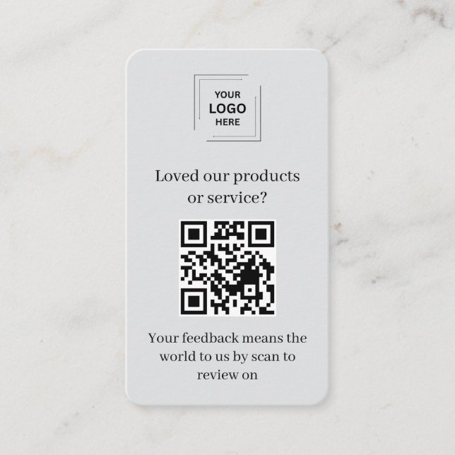 Carte De Visite Évaluation Client Code QR Style Commercial Gris (Devant)