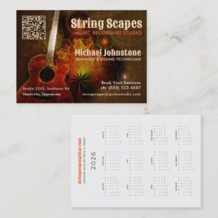 Carte De Visite Évasion de cordes Musique Art de guitare avec code