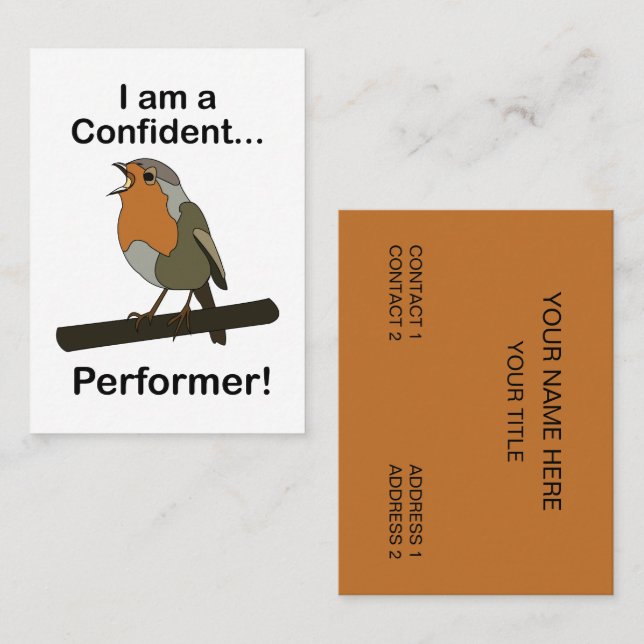 Carte De Visite Événement de karaoké Robin Bird Confident Performe (Devant / Derrière)