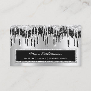 Carte De Visite Événement professionnel Eyelash Rose Silver Blac