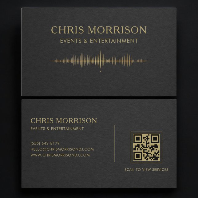 Carte De Visite Événements & Divertissement Musique Code QR Or Noi (Créateur téléchargé)
