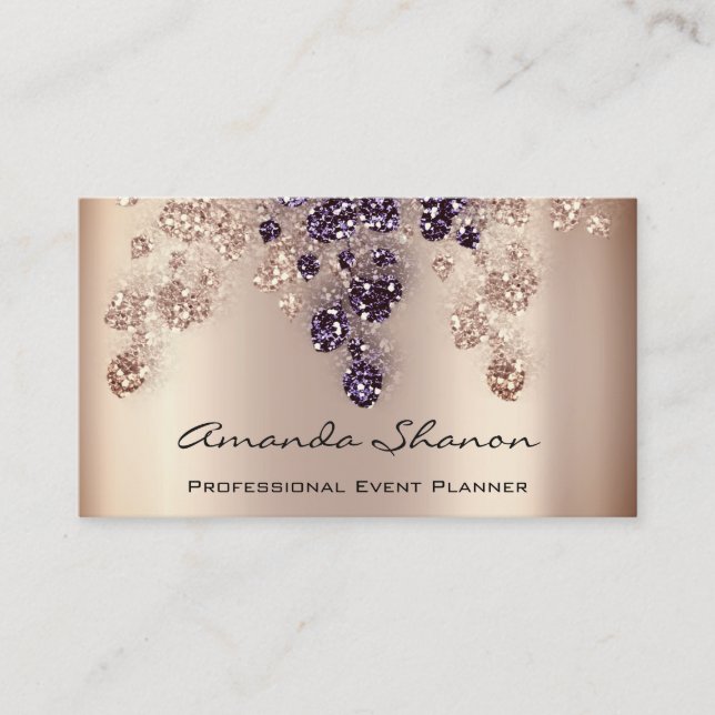 Carte De Visite Event Planner Canch QrCode Photo Logo Rose Gold (Devant)