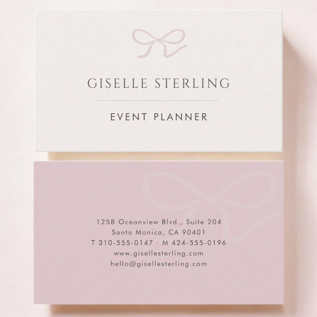 Carte De Visite Event Planner Pink Bow (Créateur téléchargé)