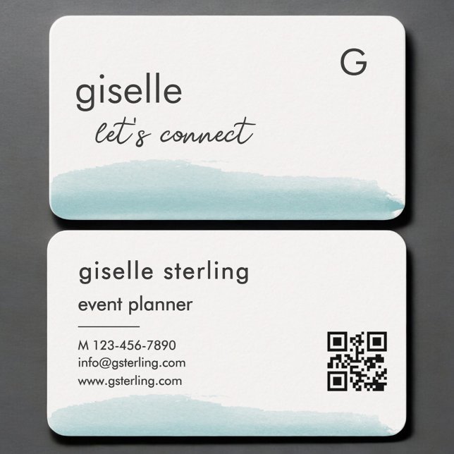 Carte De Visite Event Planner Watercolor QR Code (Créateur téléchargé)