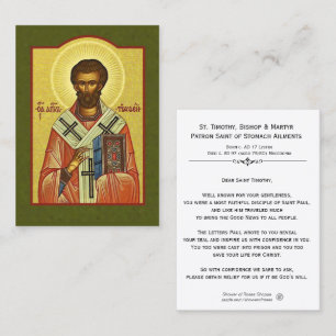Carte De Visite Évêque Martyr Prayer Holy Card de St Timothy