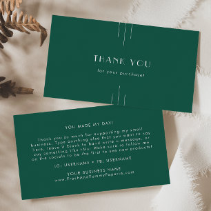 Carte De Visite EVERLY Jewel Tone Art Déco Vert Émeraude Merci