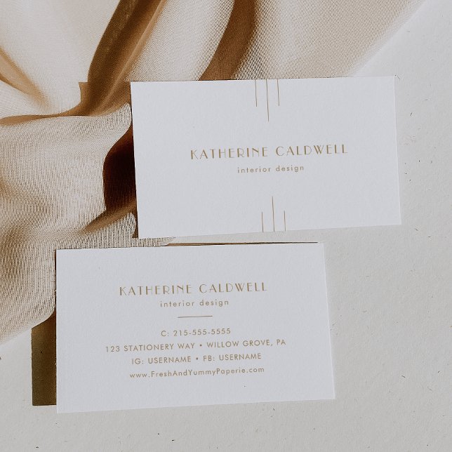 Carte De Visite EVERLY Or Art Déco Simple Géométrique (EVERLY Gold Art Deco Simple Geometric Business Card)