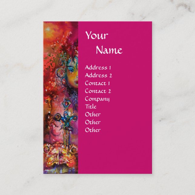 Carte De Visite EXCALIBUR fuchsia bleu violet rouge jaune (Devant)